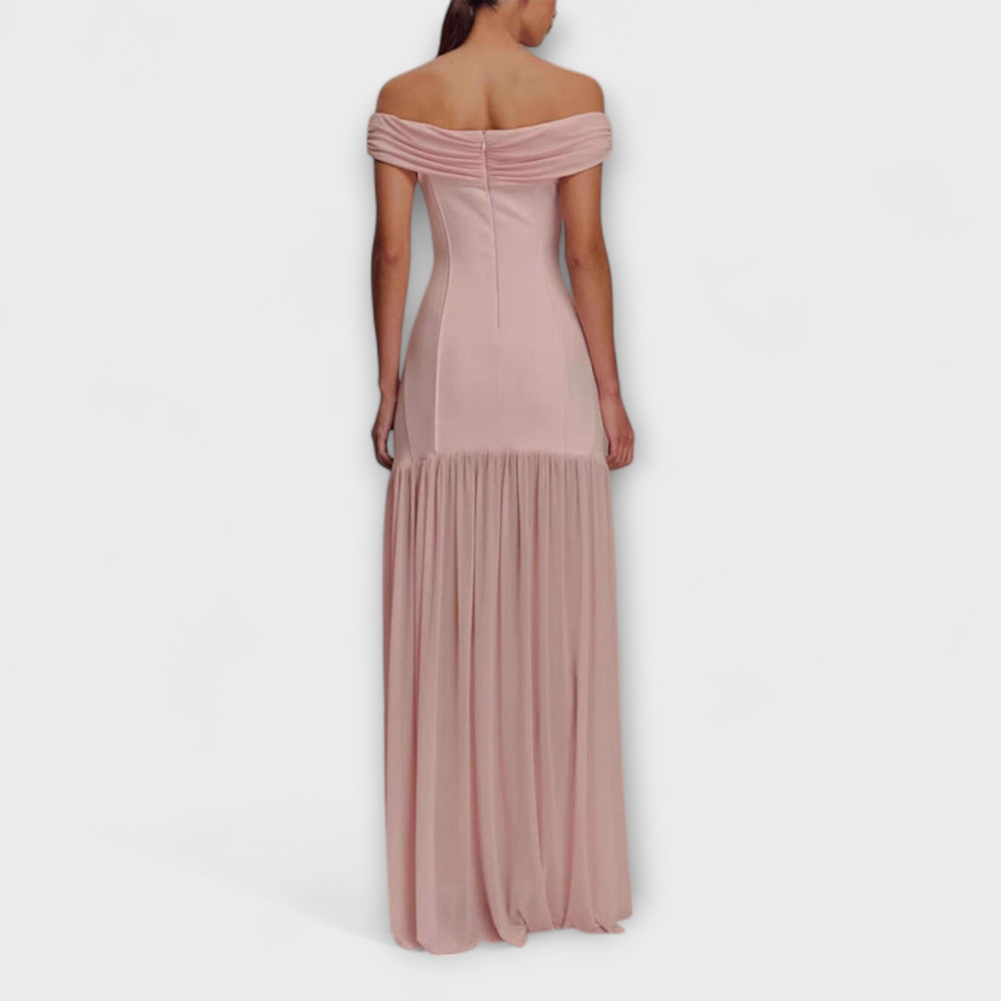 Maelie - Elegantní bezramínkové maxi šaty s květinami