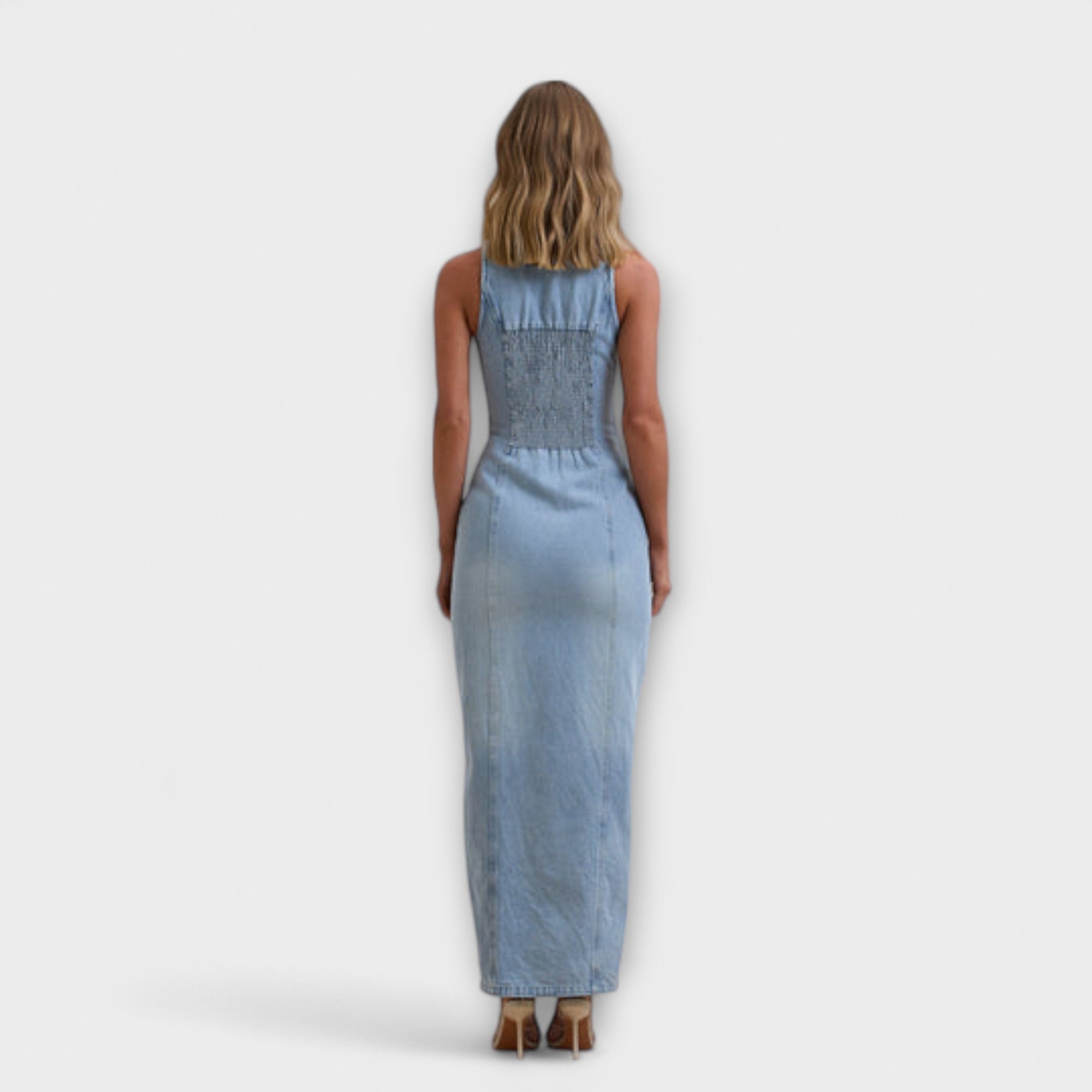 Lacey - Maxi šaty z denimu s mírným praním