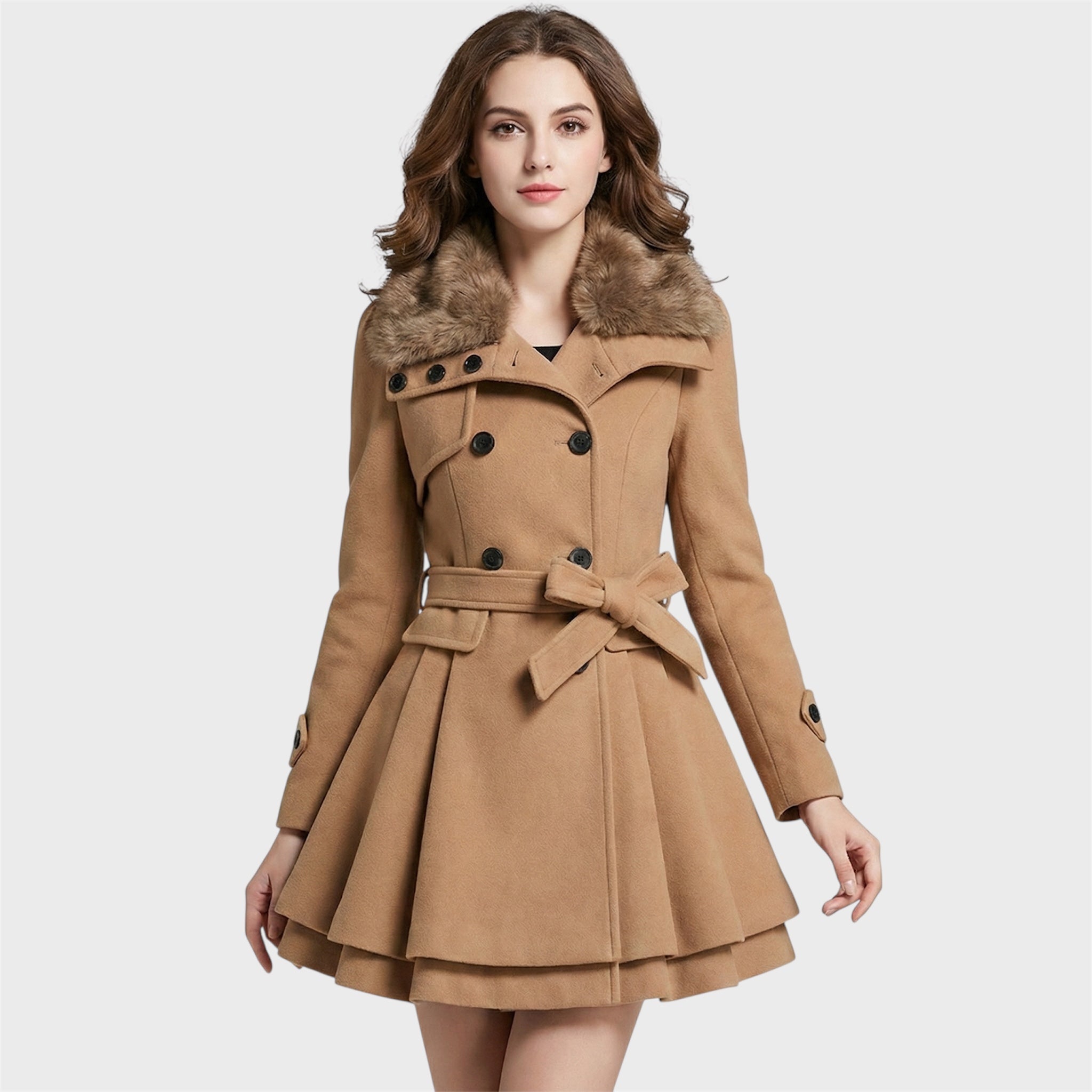 Emma – Elegantní kabát s límcem z umělé kožešiny