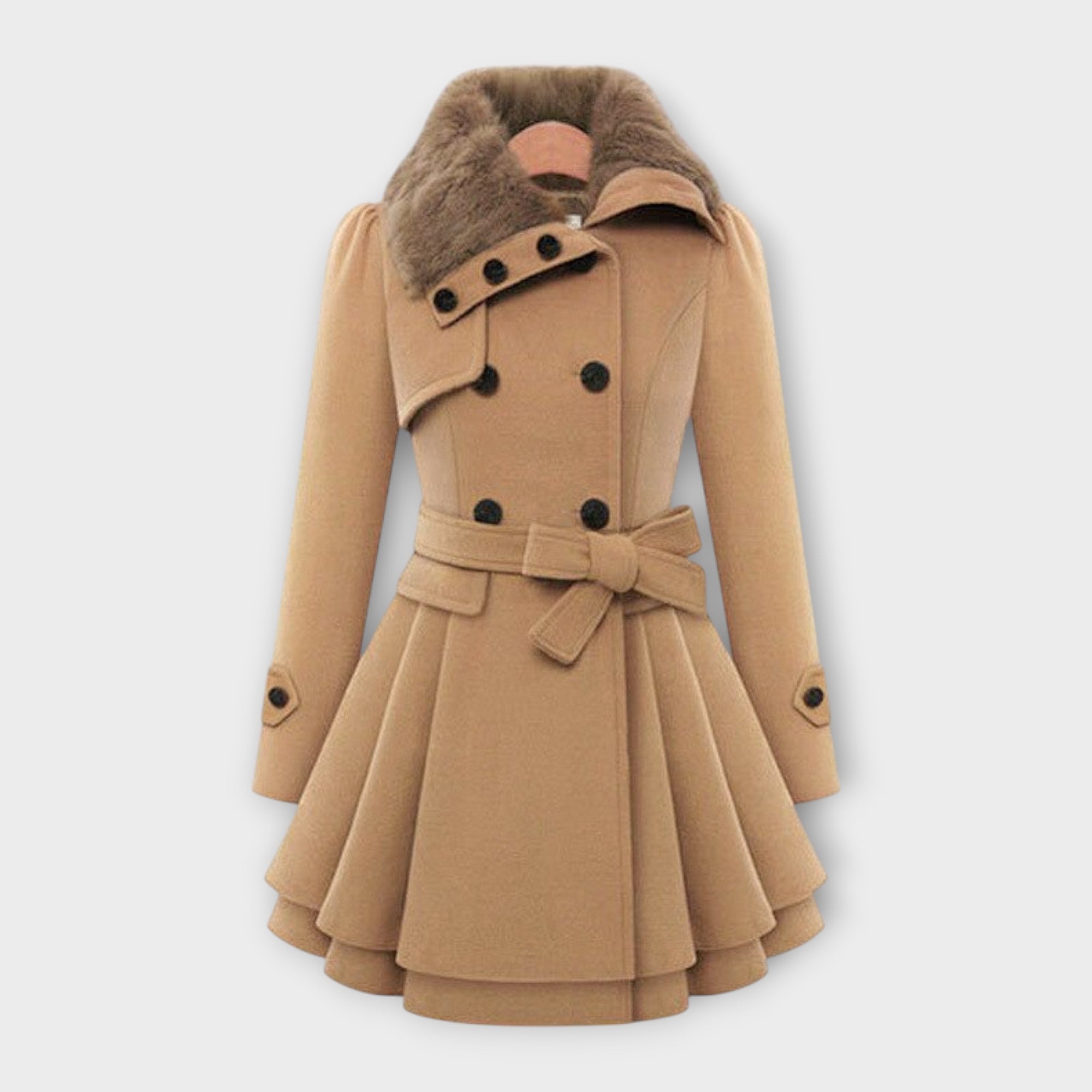 Emma – Elegantní kabát s límcem z umělé kožešiny
