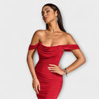 Ione - Bodycon šaty s odhalenými rameny a řasením