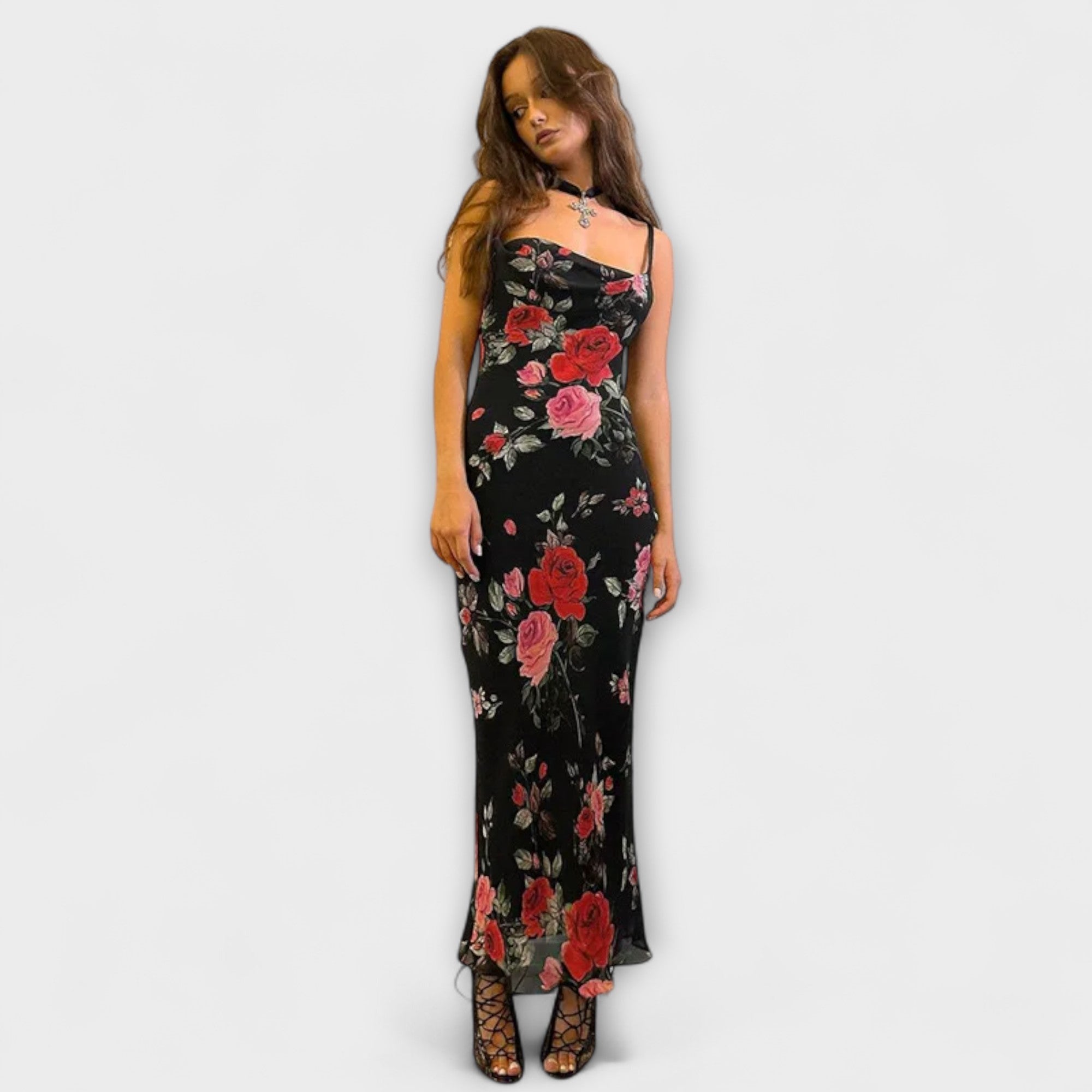 Bodycon šaty s květinovým vzorem na ramínka