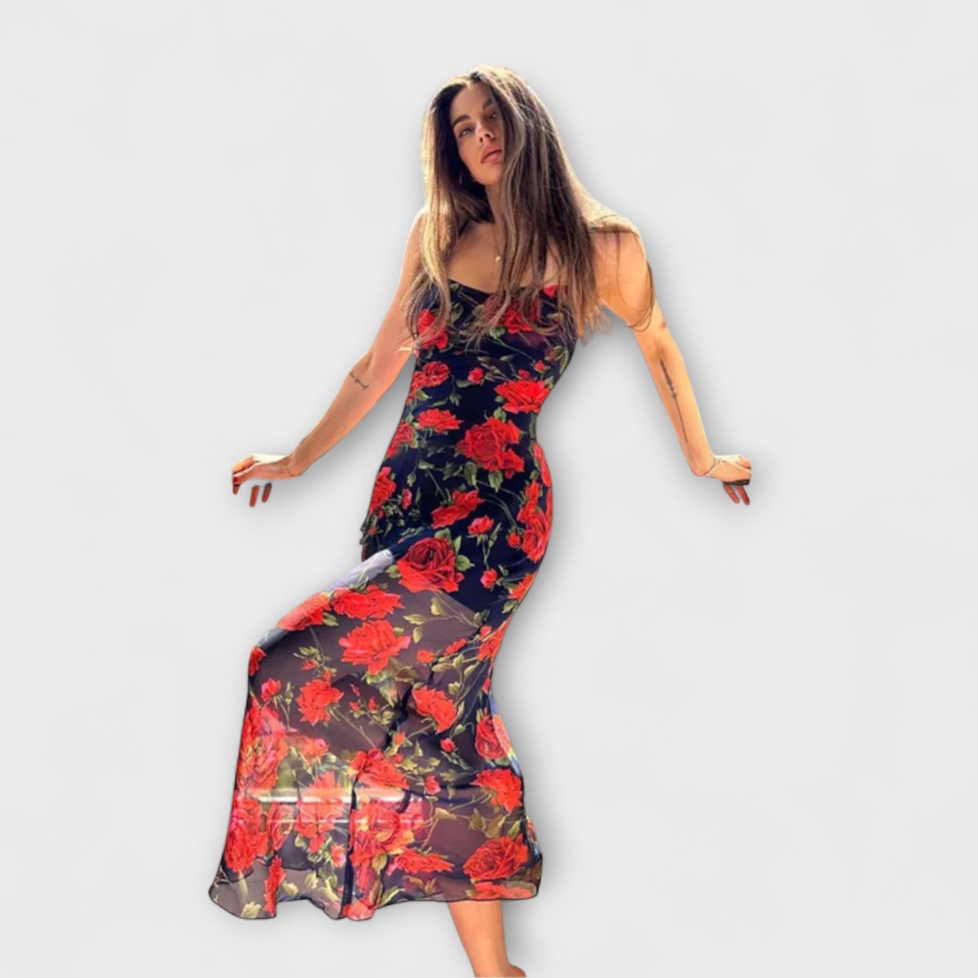 Bodycon šaty s květinovým vzorem na ramínka