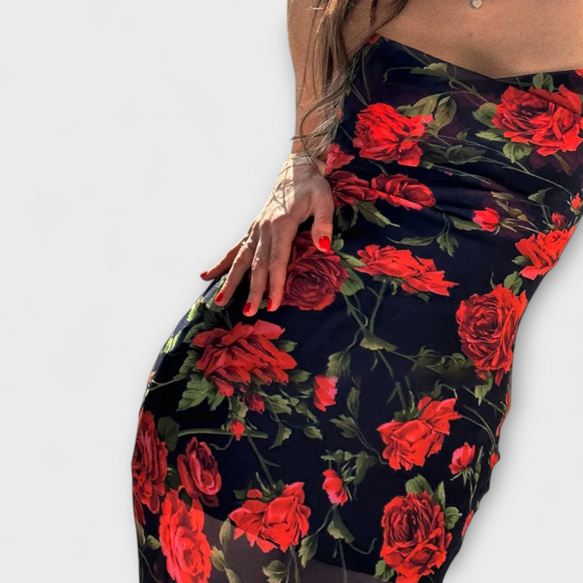 Bodycon šaty s květinovým vzorem na ramínka