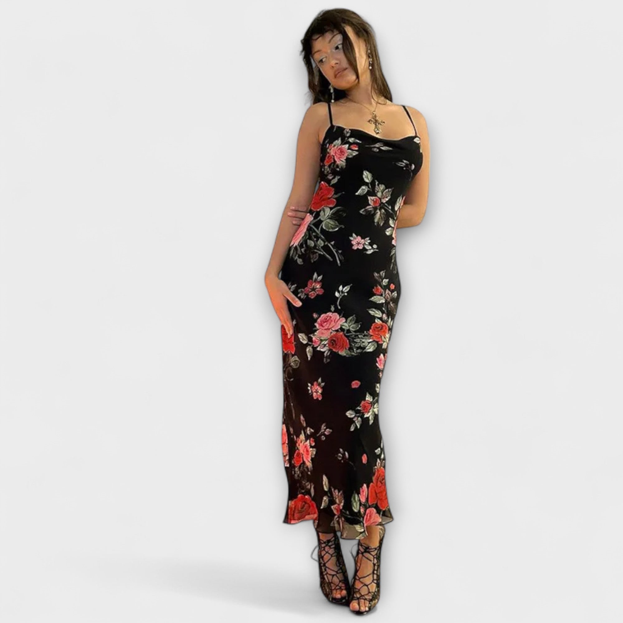 Bodycon šaty s květinovým vzorem na ramínka