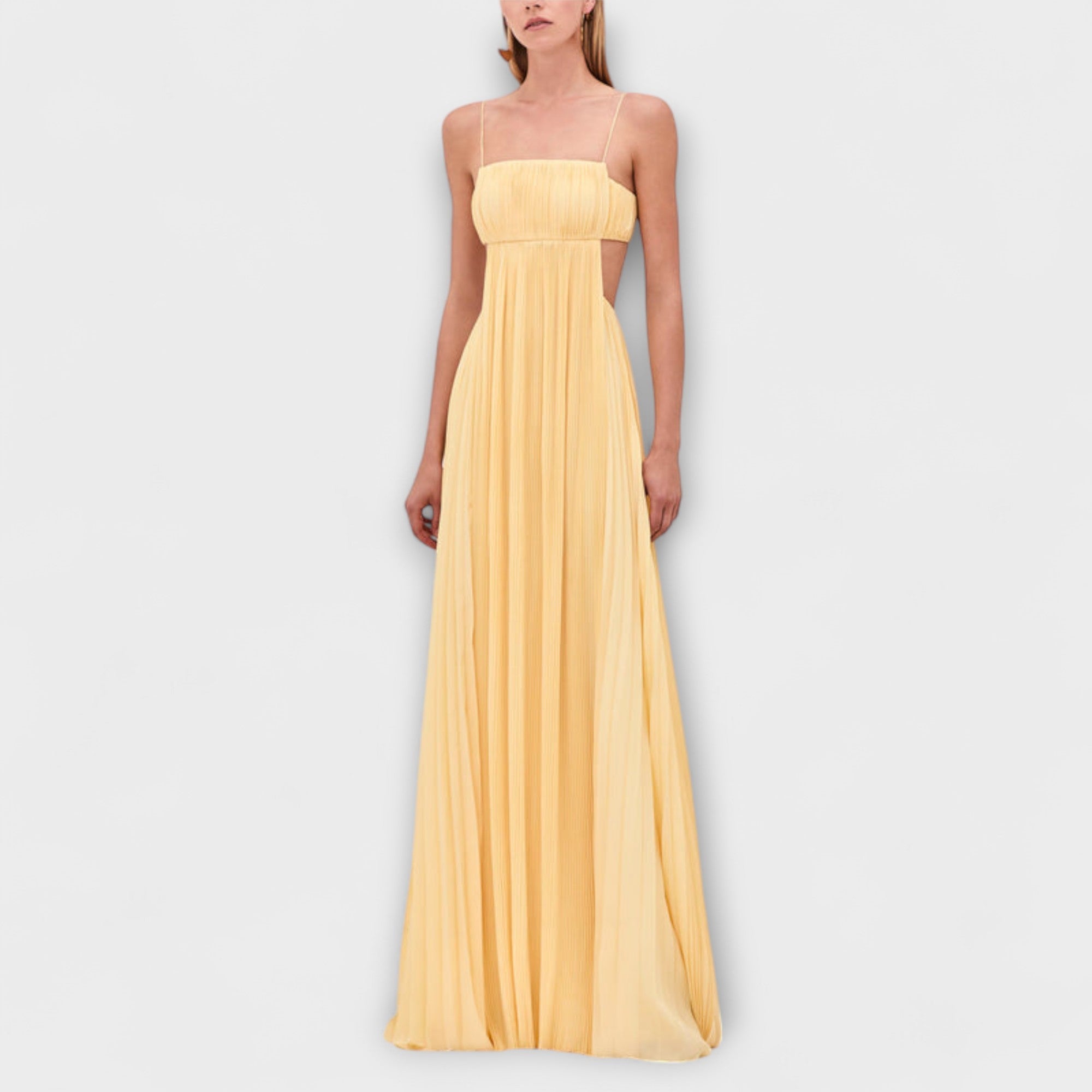 Mireille - Elegantní maxi šaty s plisováním a průstřihem