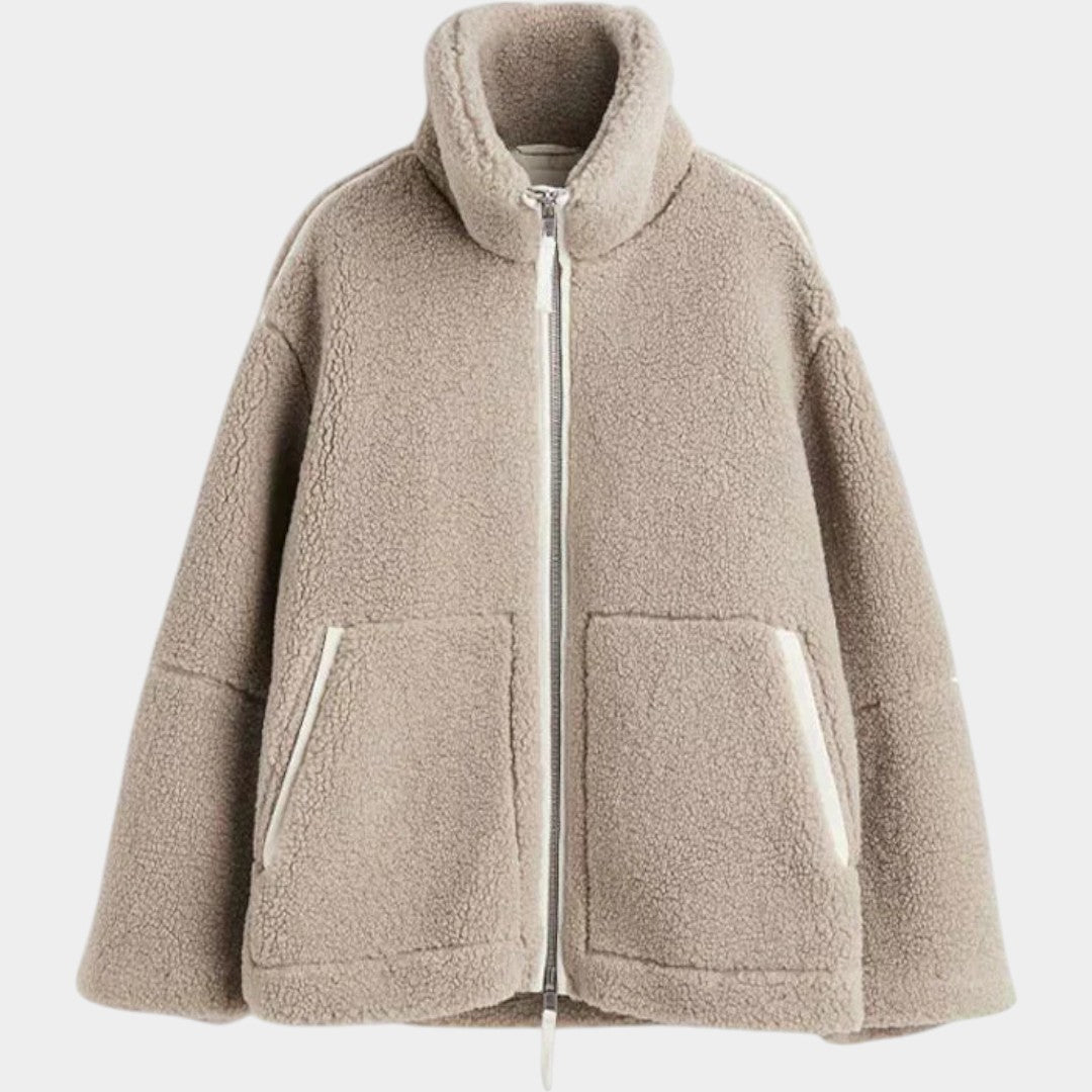 Petra – Dámský oversized teddy kabát na zip
