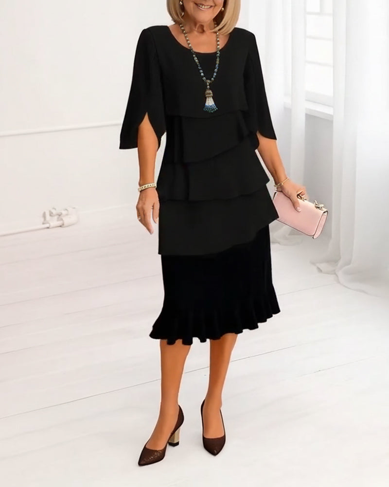 Sofie - Elegantní splývavé šaty s volány