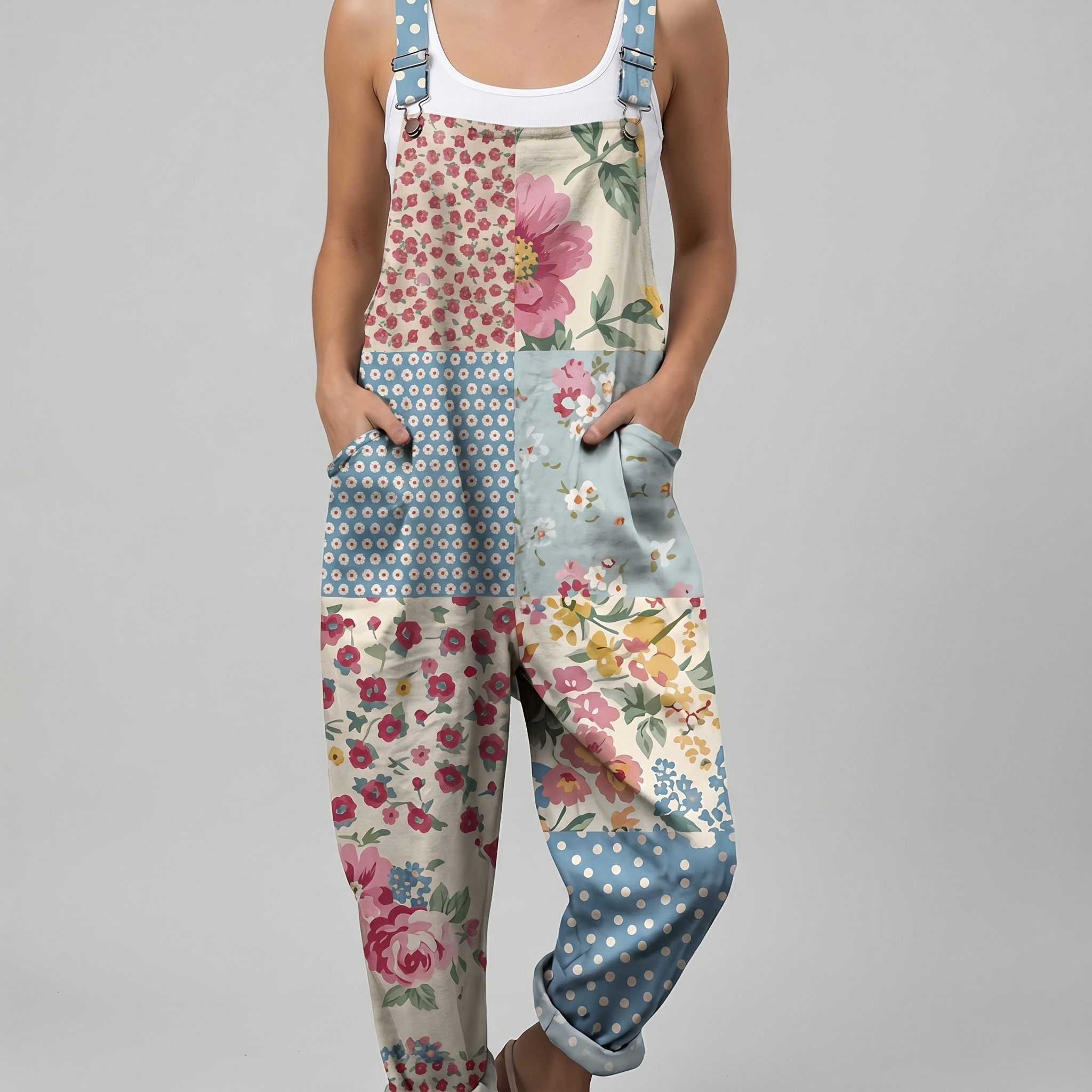 Marie - Květinový patchwork overal