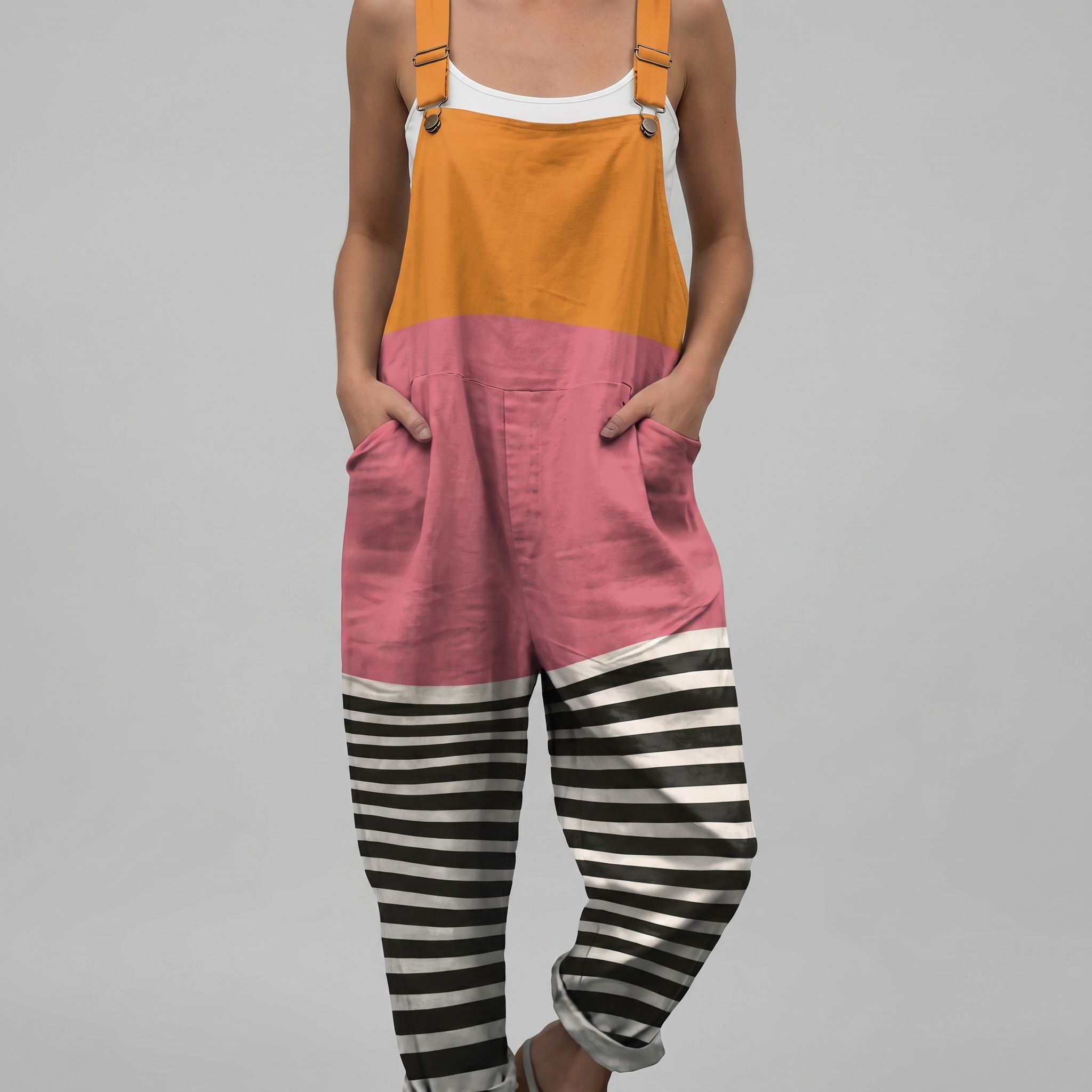 Sabina - Barevný colorblock overal