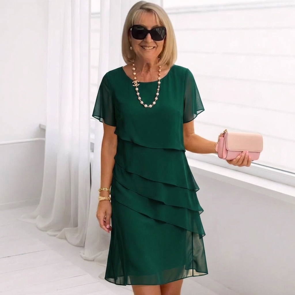 Julie - Elegantní splývavé šaty s volány