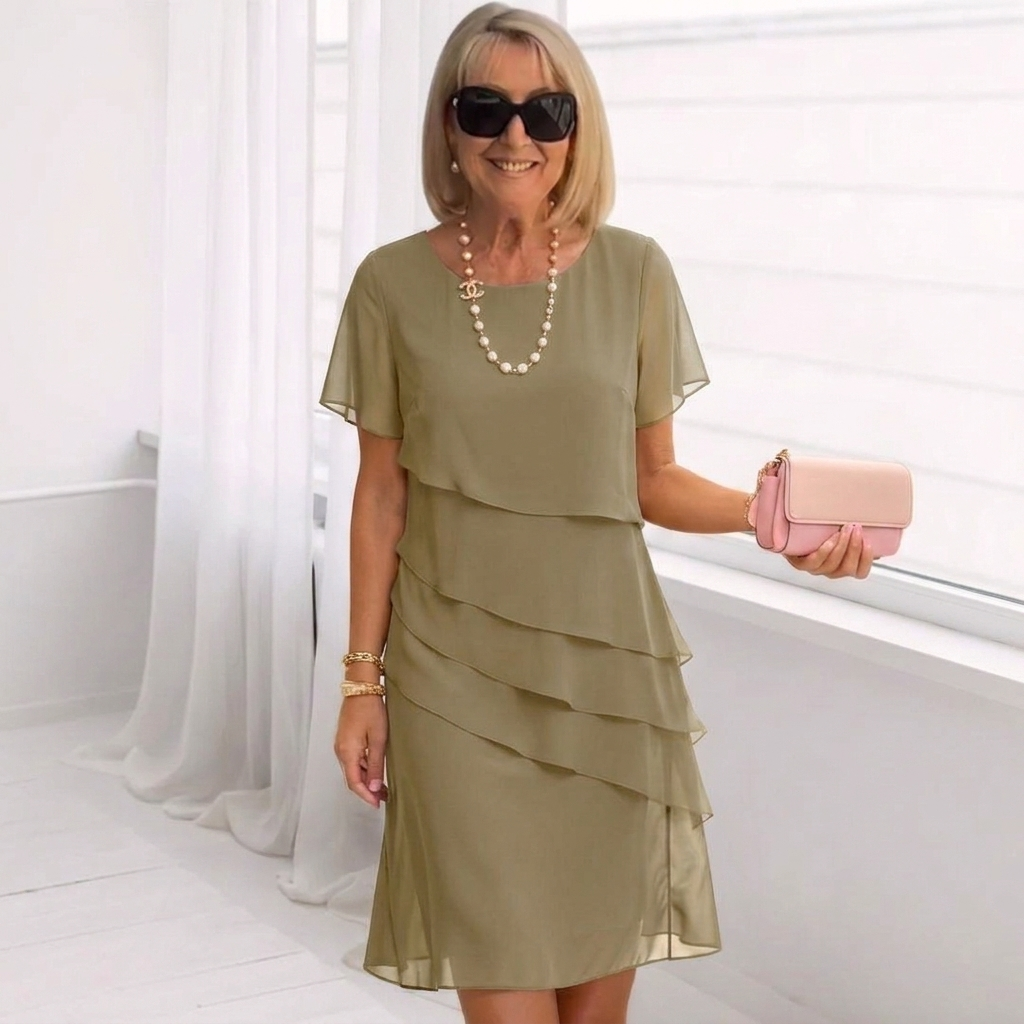 Julie - Elegantní splývavé šaty s volány