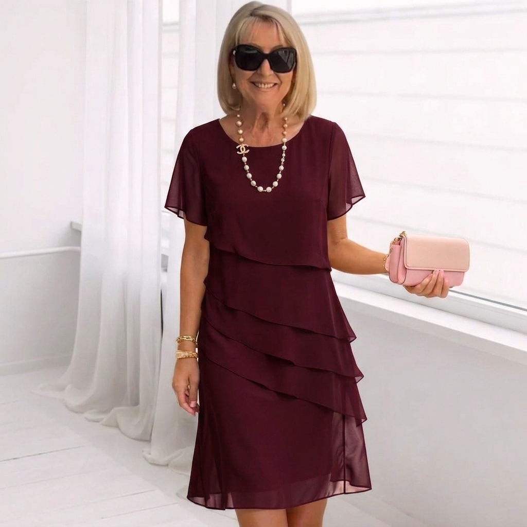 Julie - Elegantní splývavé šaty s volány